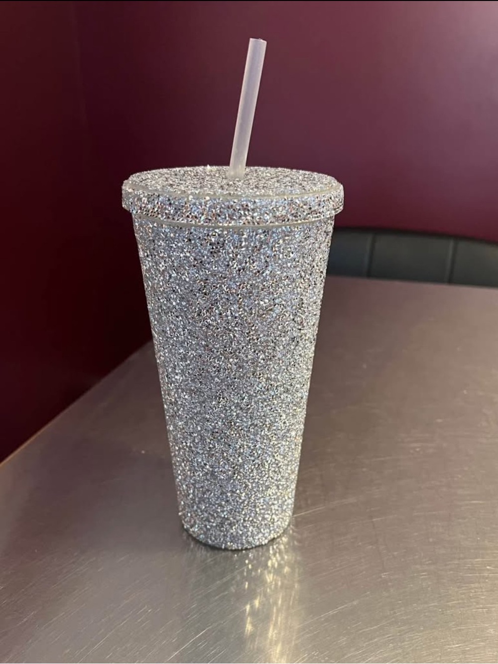 Crushed Diamond Bling Tumbler with Straw